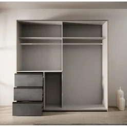 Meubella - Kledingkast Walter - Eiken - Grijs - 200 cm