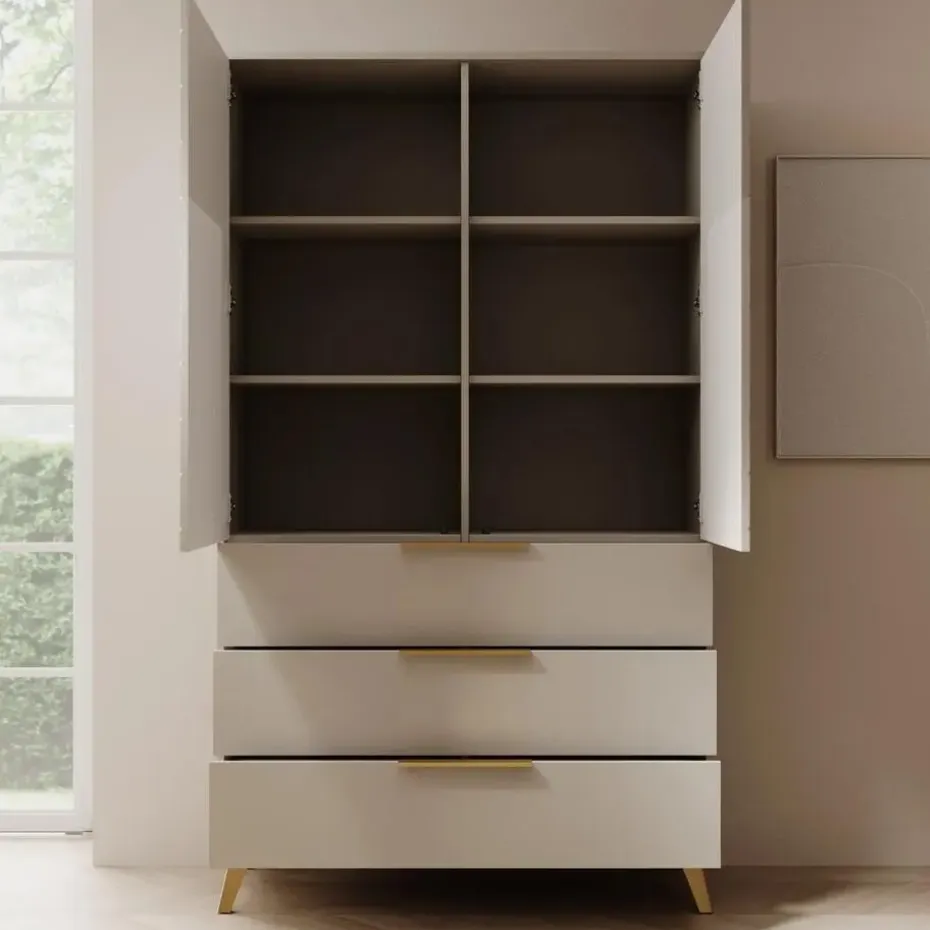 Meubella - Kledingkast Xiano - Beige - 103 cm