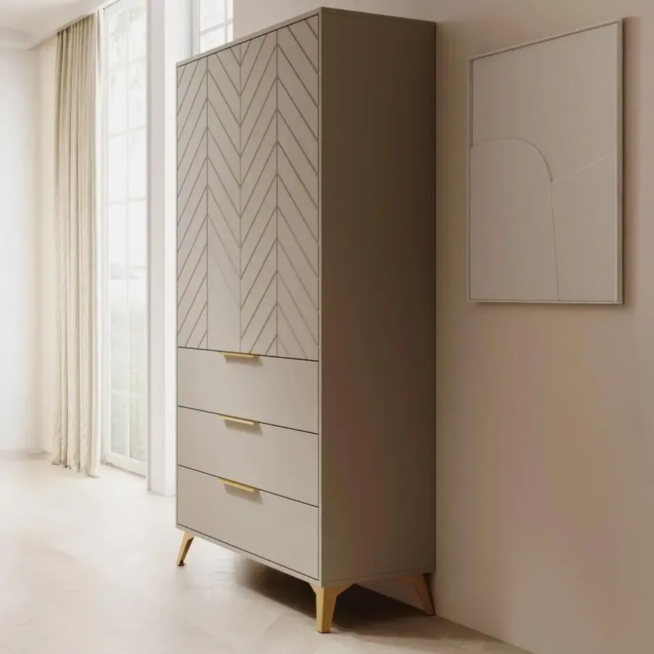 Meubella - Kledingkast Xiano - Beige - 103 cm