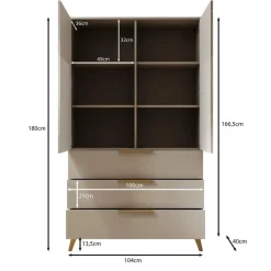 Meubella - Kledingkast Xiano - Beige - 103 cm