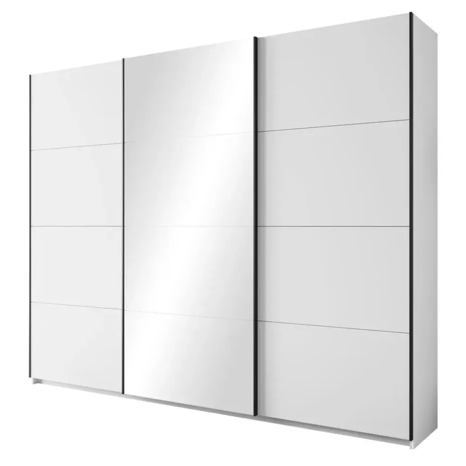 Meubella - Kledingkast Zapata - Wit - 255 cm - Met spiegel