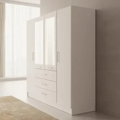 Meubella - Komodo - Kledingkast met 4 deuren - Wit - 200x61x201 cm