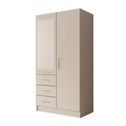 Meubella - Komodo - Kledingkast met 2 deuren - Beige - 101x61x201 cm