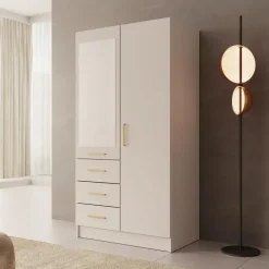 Meubella - Komodo - Kledingkast met 2 deuren - Beige - 101x61x201 cm