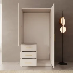 Meubella - Komodo - Kledingkast met 2 deuren - Beige - 101x61x201 cm