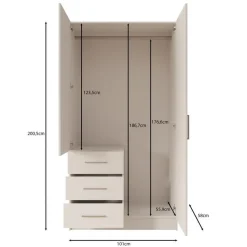 Meubella - Komodo - Kledingkast met 2 deuren - Beige - 101x61x201 cm