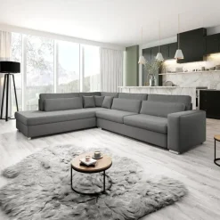 Meubella - Kristina - Hoekbank 5-zits - Grijs velvet - Links