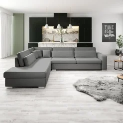 Meubella - Kristina - Hoekbank 5-zits - Grijs velvet - Links