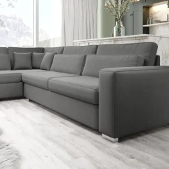 Meubella - Kristina - Hoekbank 5-zits - Grijs velvet - Links