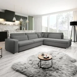 Meubella - Kristina - Hoekbank 5-zits - Grijs velvet - Rechts