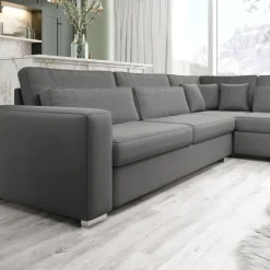 Meubella - Kristina - Hoekbank 5-zits - Grijs velvet - Rechts