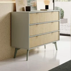 Meubella - Ladekast Essence - Groen - Licht eiken - 106 cm