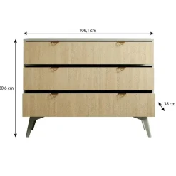 Meubella - Ladekast Essence - Groen - Licht eiken - 106 cm