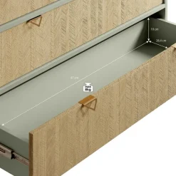 Meubella - Ladekast Essence - Groen - Licht eiken - 106 cm