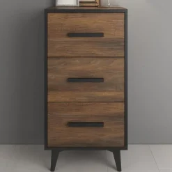 Meubella - Ladekast Frey - Donker eiken - Zwart - 47 cm