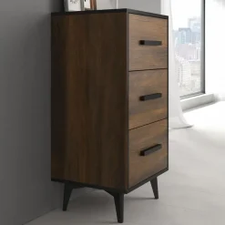 Meubella - Ladekast Frey - Donker eiken - Zwart - 47 cm