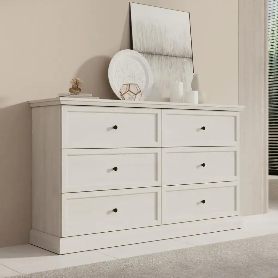 Meubella - Ladekast Leroy - Wit eiken - 146 cm