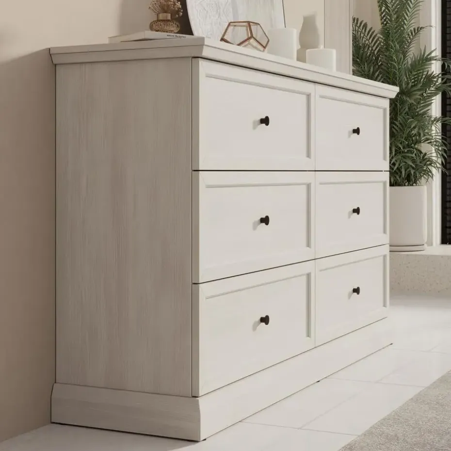 Meubella - Ladekast Leroy - Wit eiken - 146 cm