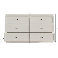 Meubella - Ladekast Leroy - Wit eiken - 146 cm