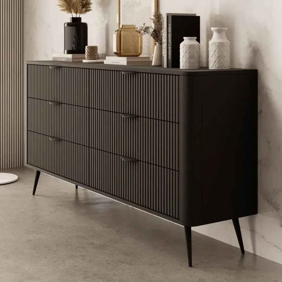 Meubella - Ladekast Lima - Zwart - 163 cm