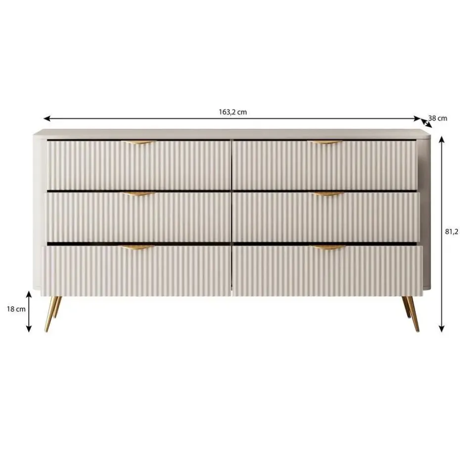 Meubella - Ladekast Lima - Zwart - 163 cm