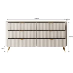 Meubella - Ladekast Lima - Beige - 163 cm