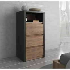 Meubella - Ladekast Monaco - Eiken - Grijs - 50 cm