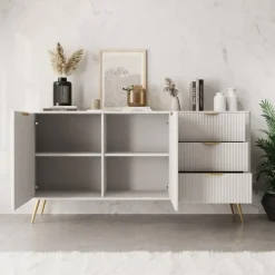 Meubella - Lima - Dressoir - Wit - 163 cm