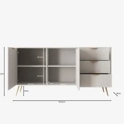 Meubella - Lima - Dressoir - Wit - 163 cm