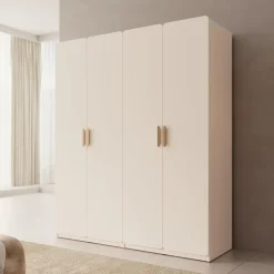 Meubella - Luzon - Kledingkast 4 deurs - Beige - 179x58x210 cm