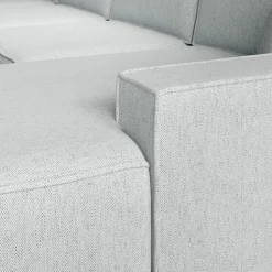 Meubella - Manolo - Hoekbank 5-zits met chaise longue - Stof grijs - Rechts