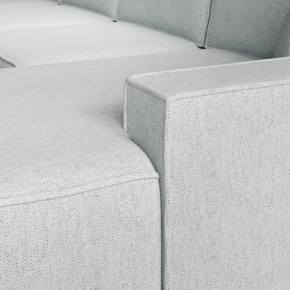 Meubella - Manolo - Hoekbank 5-zits met chaise longue - Stof grijs - Rechts