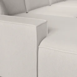 Meubella - Manolo - Hoekbank 5-zits met chaise longue - Stof beige - Links