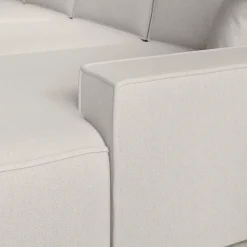 Meubella - Manolo - Hoekbank 5-zits met chaise longue - Stof beige - Rechts