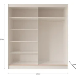 Meubella - Moniq - Kledingkast met schuifdeuren - Wit - 200x65x215 cm