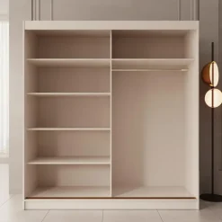 Meubella - Moniq - Kledingkast met schuifdeuren - Beige - 200x65x215 cm