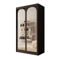 Meubella - Moniq - Kledingkast met 2 schuifdeuren - Zwart - 120x65x215 cm