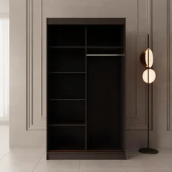 Meubella - Moniq - Kledingkast met 2 schuifdeuren - Zwart - 120x65x215 cm