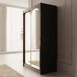 Meubella - Moniq - Kledingkast met 2 schuifdeuren - Zwart - 120x65x215 cm