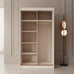 Meubella - Moniq - Kledingkast met 2 schuifdeuren - Beige - 120x65x215 cm