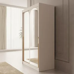 Meubella - Moniq - Kledingkast met 2 schuifdeuren - Beige - 120x65x215 cm