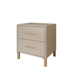 Meubella - Nachtkastje Bahia - Beige - 48 cm - 2 lades