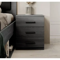 Meubella - Nachtkastje Gina - Antraciet eiken - 46 cm