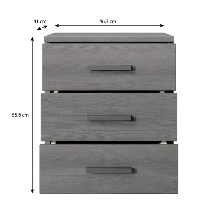 Meubella - Nachtkastje Gina - Antraciet eiken - 46 cm