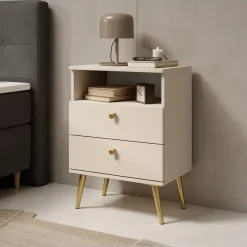 Meubella - Nachtkastje Hidde - Beige - 50 cm