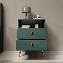 Meubella - Nachtkastje Hidde - Groen - 50 cm