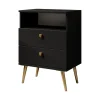 Meubella - Nachtkastje Hidde - Zwart - 50 cm