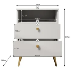 Meubella - Nachtkastje Hidde - Zwart - 50 cm