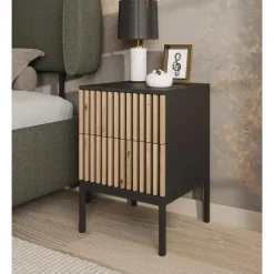 Meubella - Nachtkastje Marbella - Zwart - 40 cm