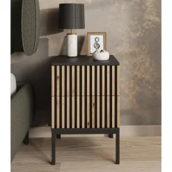 Meubella - Nachtkastje Marbella - Zwart - 40 cm